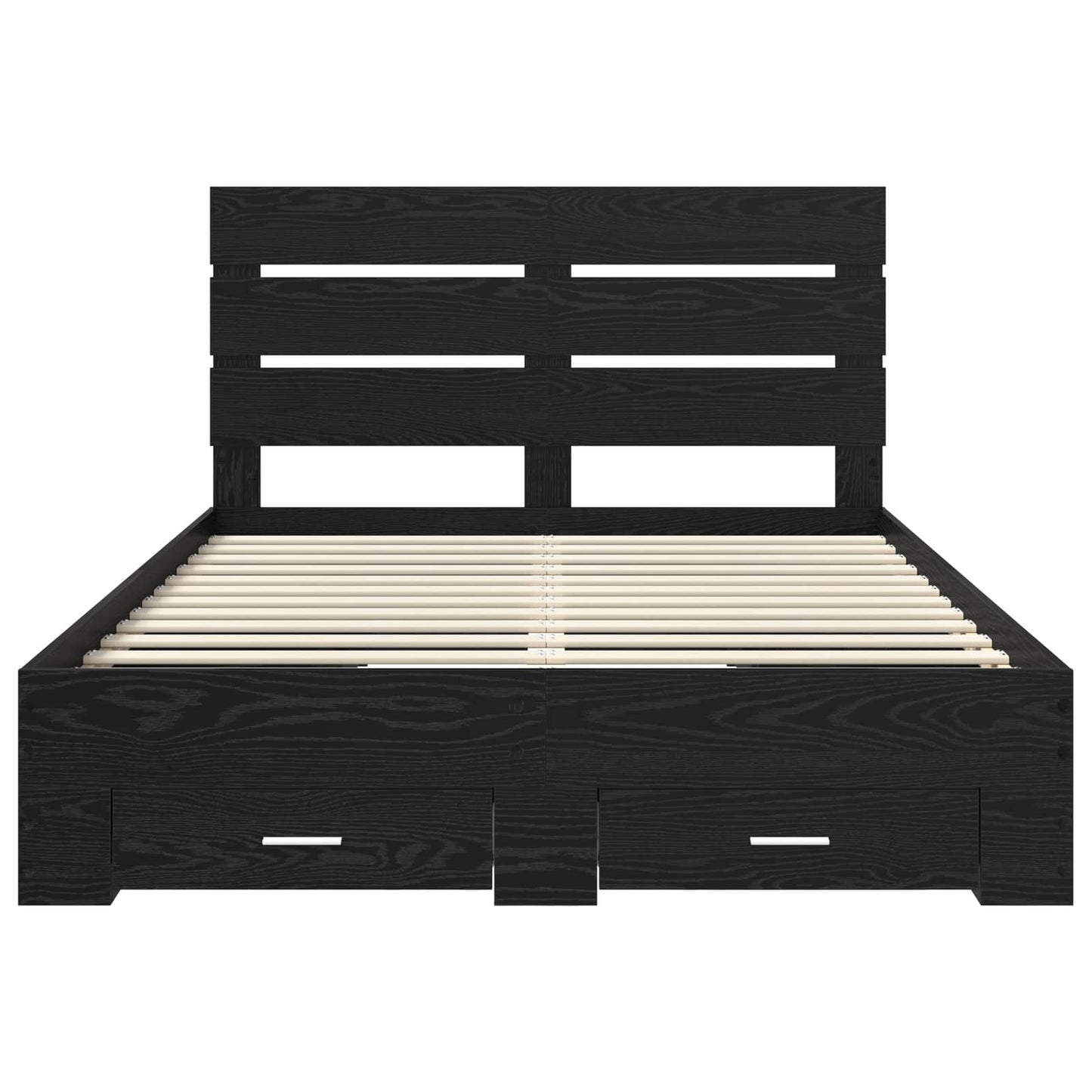 Bedframe Zwart Eiken Bewerkt hout