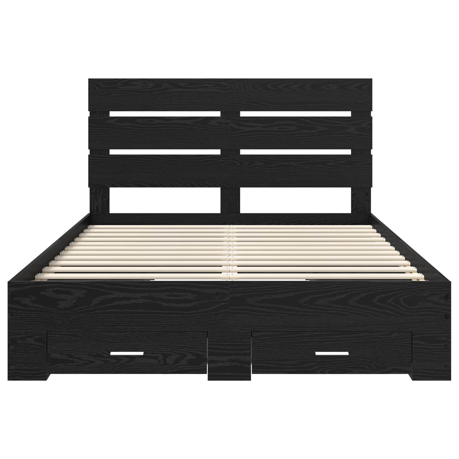 Bedframe Zwart Eiken Bewerkt hout