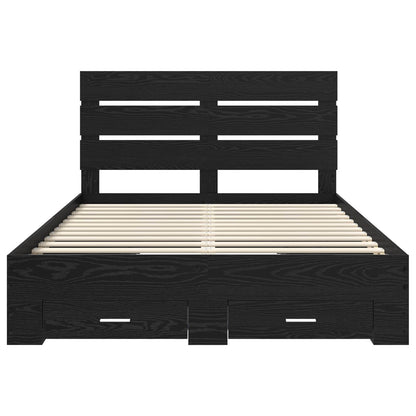 Bedframe Zwart Eiken Bewerkt hout