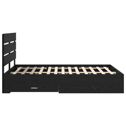 Bedframe Zwart Eiken Bewerkt hout