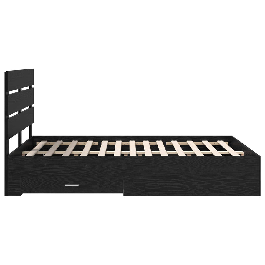Bedframe Zwart Eiken Bewerkt hout