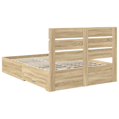 Bedframe met lade Sonoma Eiken 140 x 190 cm Bewerkt hout