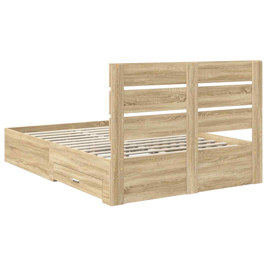 Bedframe met lade Sonoma Eiken 140 x 190 cm Bewerkt hout