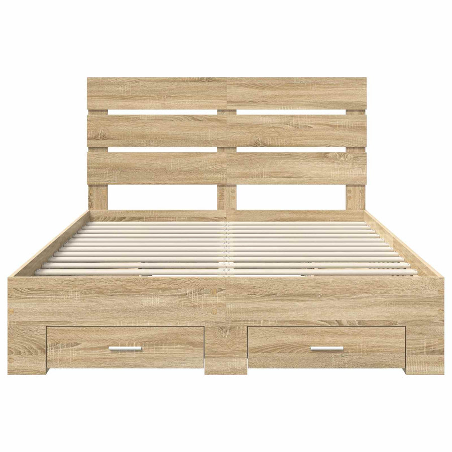 Bedframe met lade Sonoma Eiken 140 x 190 cm Bewerkt hout