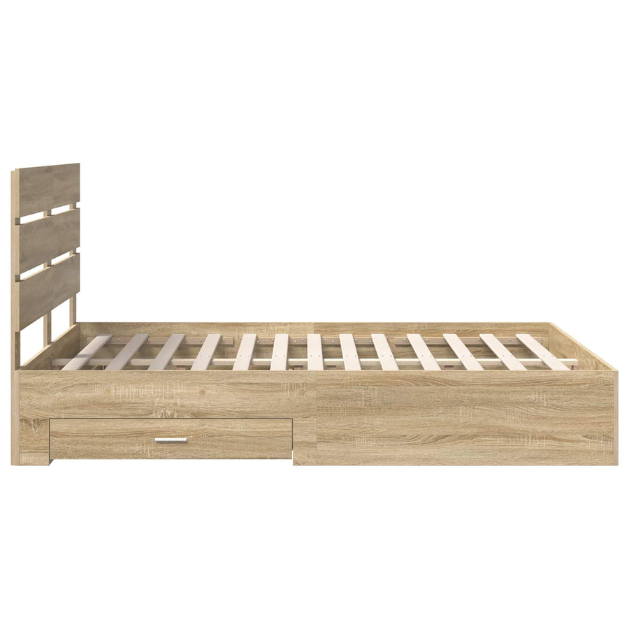 Bedframe met lade Sonoma Eiken 140 x 190 cm Bewerkt hout