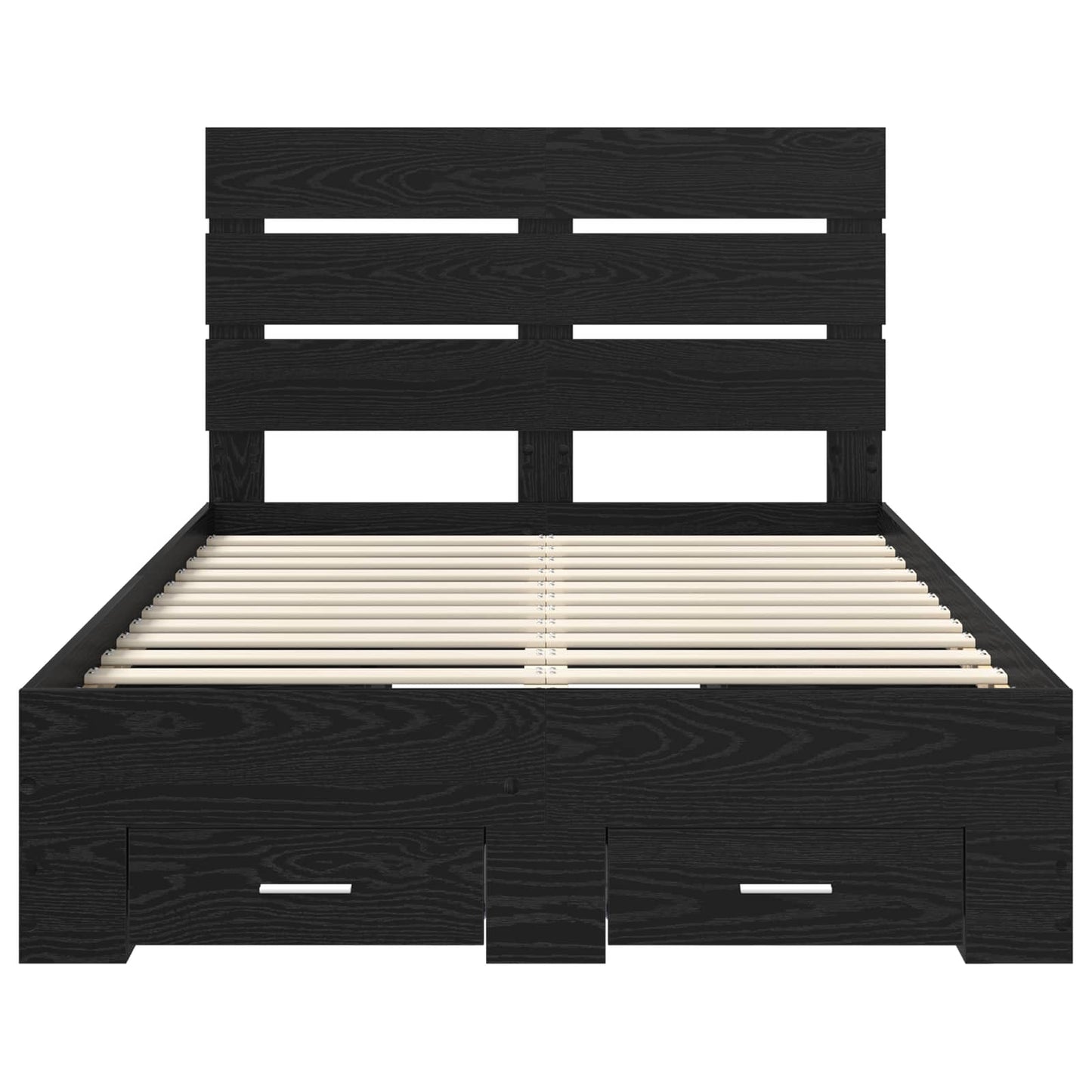 Bedframe met lade Zwart Eiken 135 x 190 cm Bewerkt hout