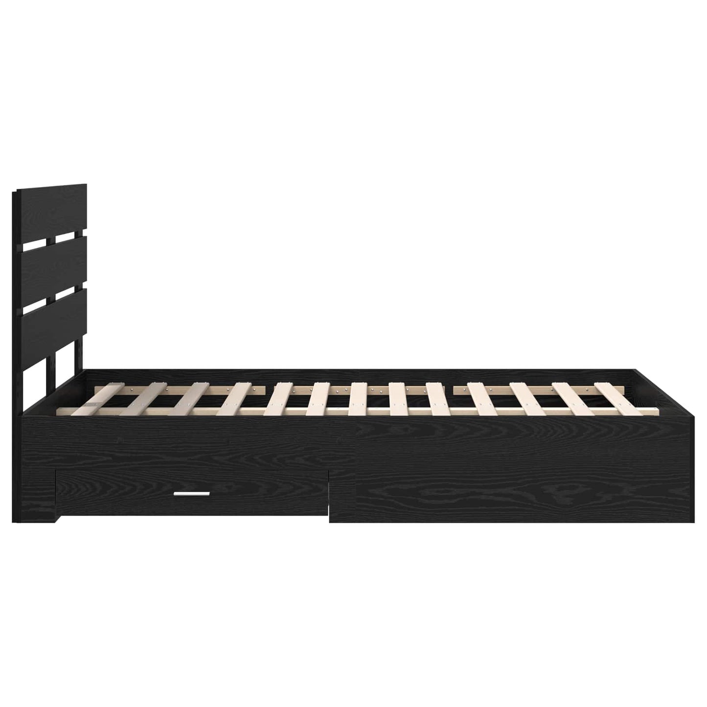 Bedframe met lade Zwart Eiken 135 x 190 cm Bewerkt hout