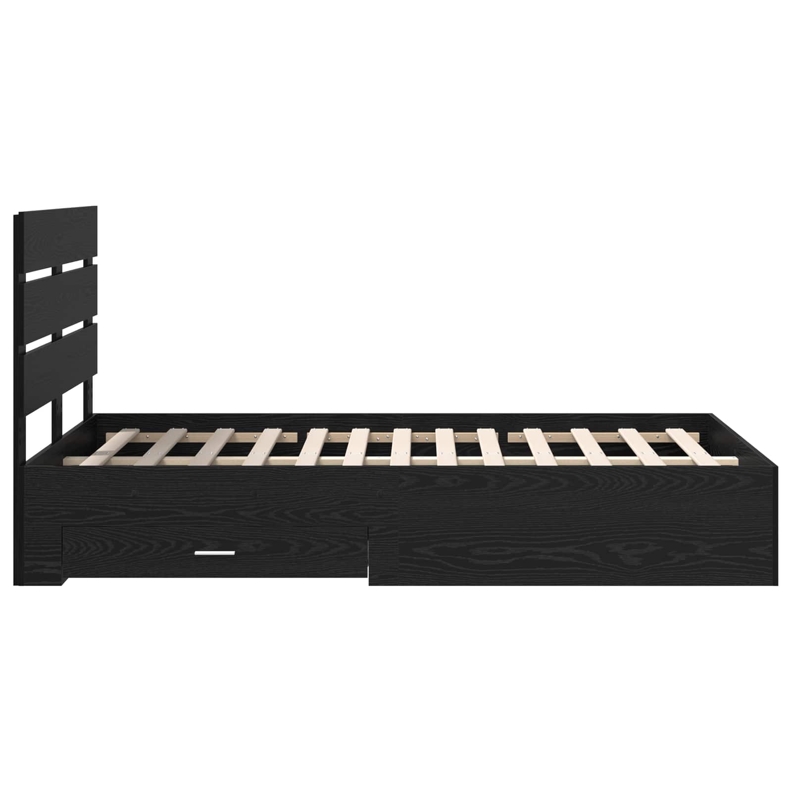 Bedframe met lade Zwart Eiken 135 x 190 cm Bewerkt hout