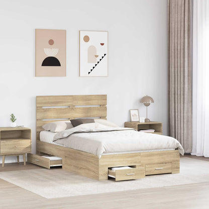Bedframe met lade Sonoma Eiken 135 x 190 cm Bewerkt hout
