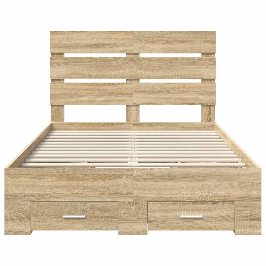 Bedframe met lade Sonoma Eiken 135 x 190 cm Bewerkt hout