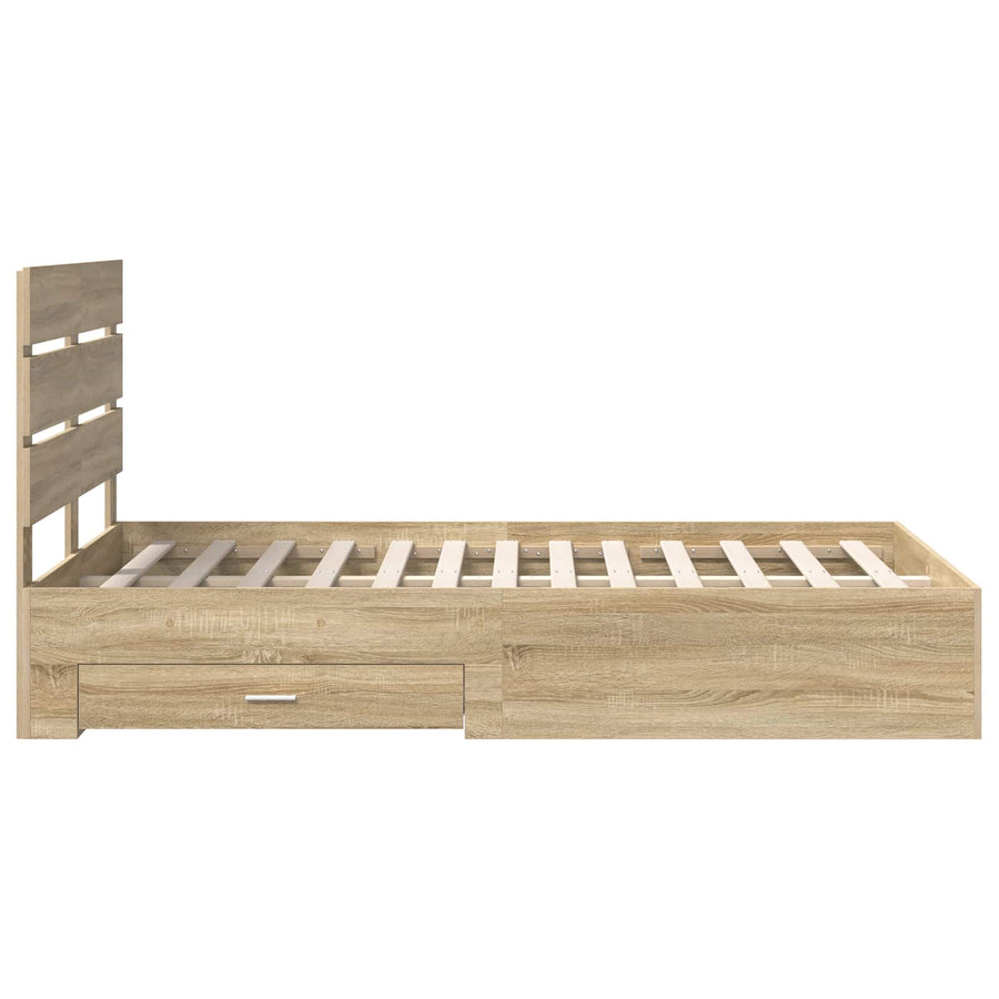 Bedframe met lade Sonoma Eiken 135 x 190 cm Bewerkt hout