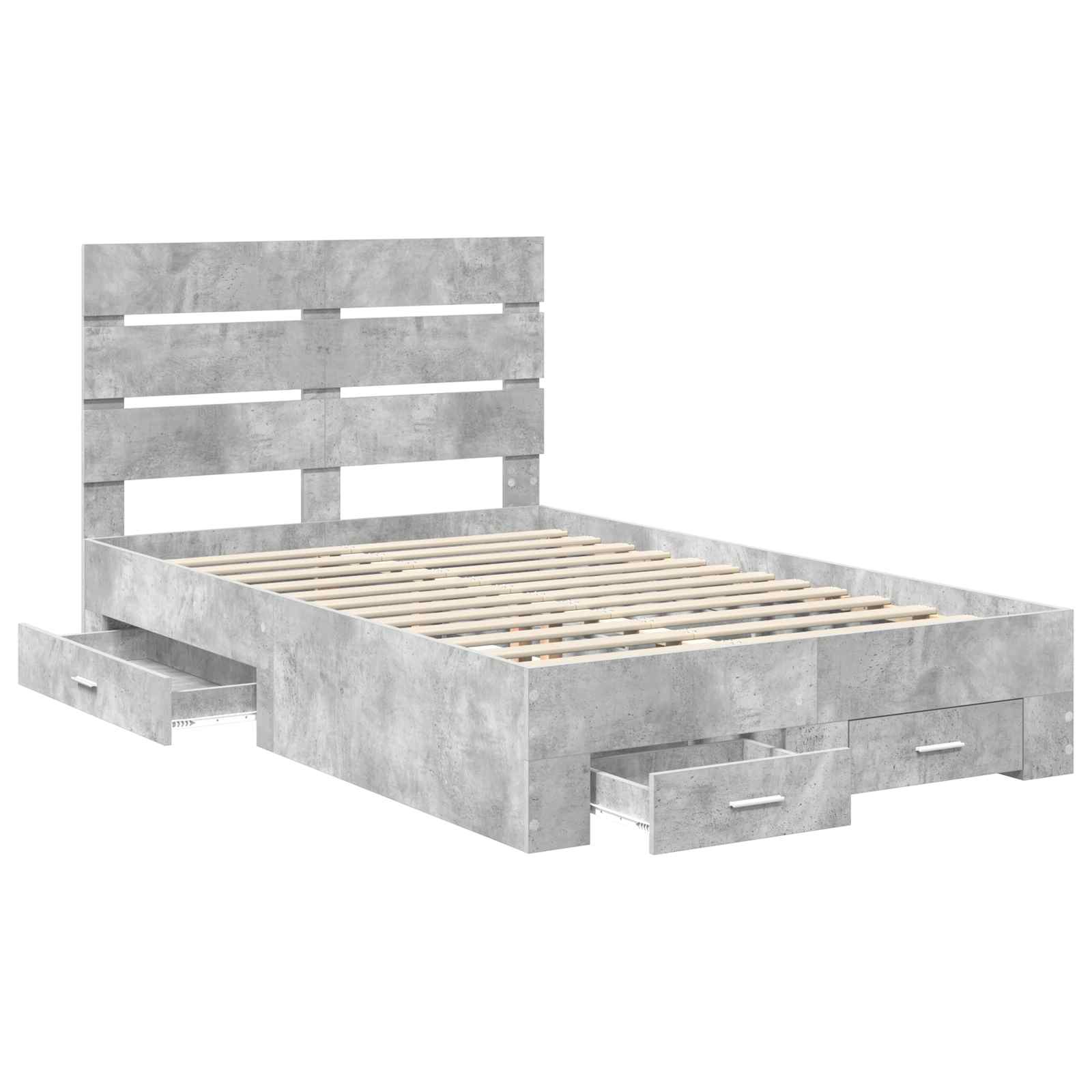 Bedframe met lade Beton Grijs 135 x 190 cm Bewerkt hout