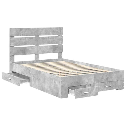 Bedframe met lade Beton Grijs 135 x 190 cm Bewerkt hout
