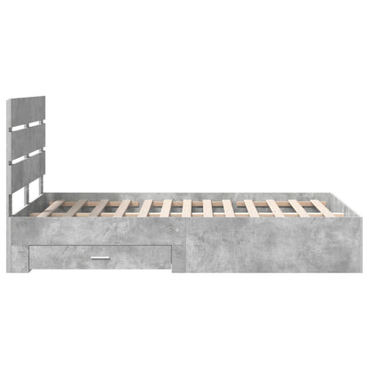 Bedframe met lade Beton Grijs 135 x 190 cm Bewerkt hout