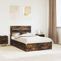 Bedframe met lade 135x190 cm gerookt eiken bewerkt hout
