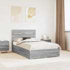 Bedframe met lade 135x190 cm grijs bewerkt hout