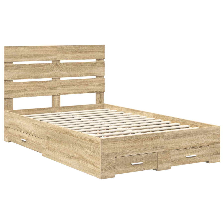 Bedframe met lade Sonoma Eiken 120 x 200 cm Bewerkt hout