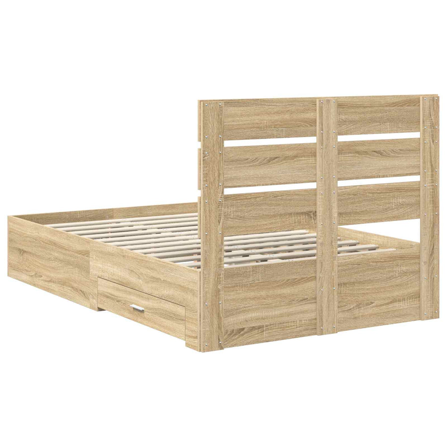 Bedframe met lade Sonoma Eiken 120 x 200 cm Bewerkt hout
