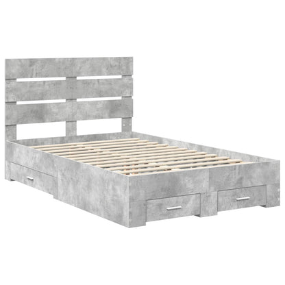 Bedframe met lade Beton Grijs 120 x 200 cm Bewerkt hout