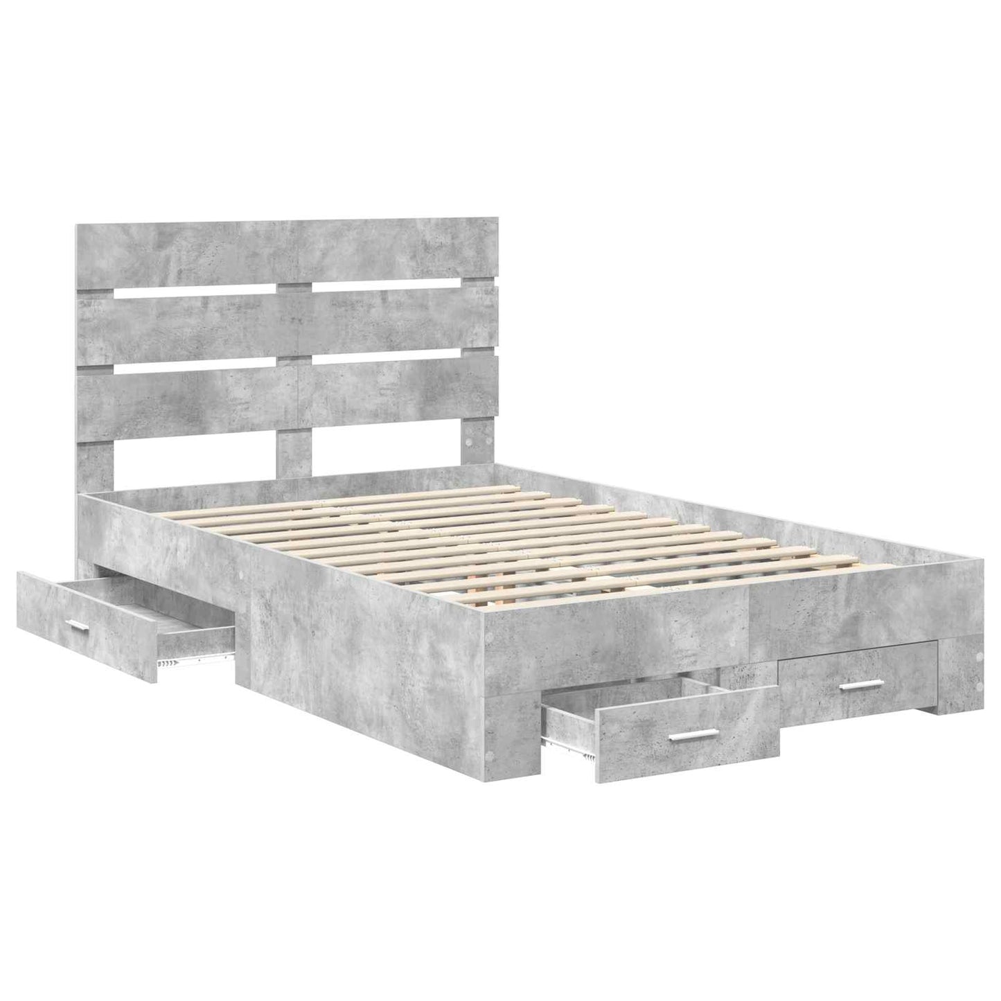 Bedframe met lade Beton Grijs 120 x 200 cm Bewerkt hout