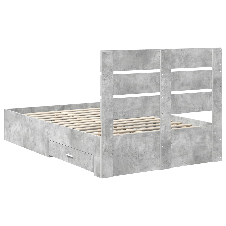 Bedframe met lade Beton Grijs 120 x 200 cm Bewerkt hout