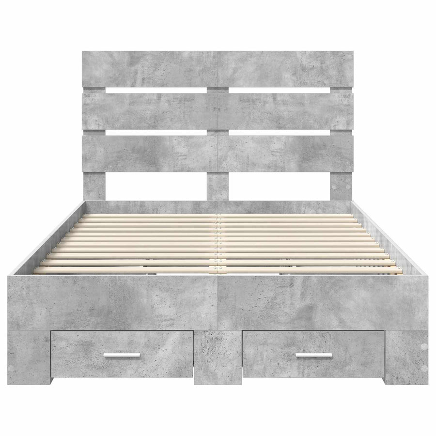 Bedframe met lade Beton Grijs 120 x 200 cm Bewerkt hout