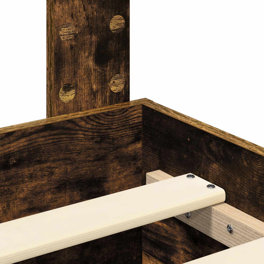 Bedframe met lade Gerookt eiken 120 x 200 cm Bewerkt hout
