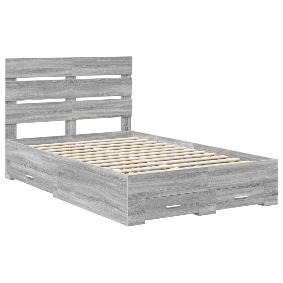 Bedframe met lade Grijs Sonoma 120 x 200 cm Bewerkt hout