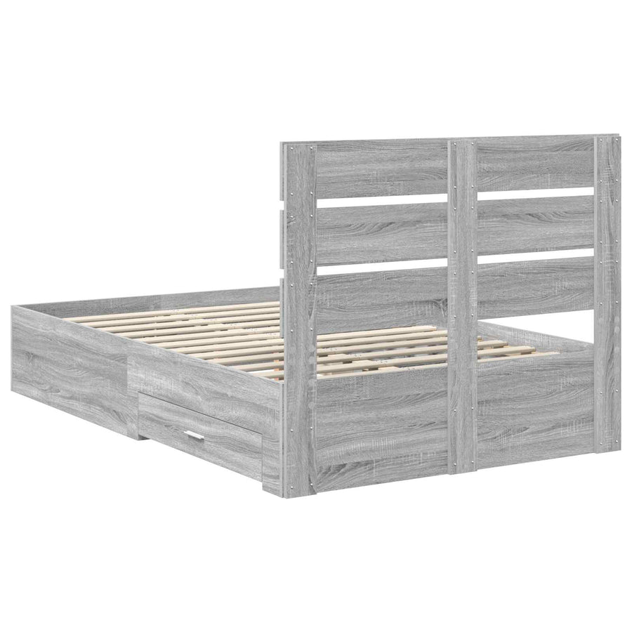 Bedframe met lade Grijs Sonoma 120 x 200 cm Bewerkt hout
