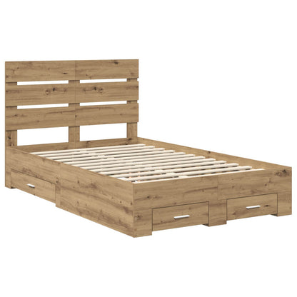 Bedframe met lade Artisan Eiken 120 x 200 cm Bewerkt hout