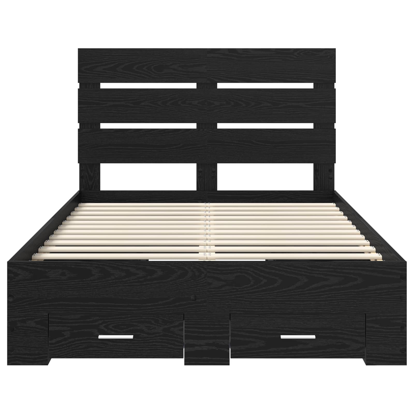 Bedframe met lade Zwart Eiken 120 x 190 cm Bewerkt hout