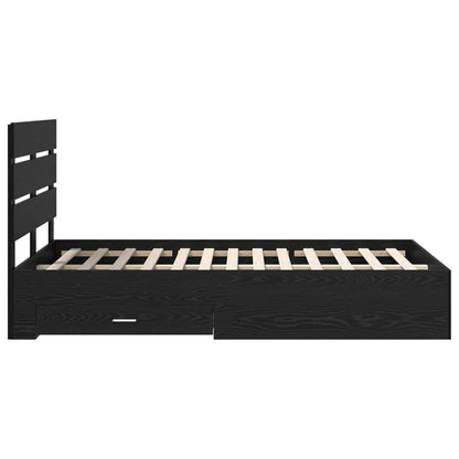 Bedframe met lade Zwart Eiken 120 x 190 cm Bewerkt hout