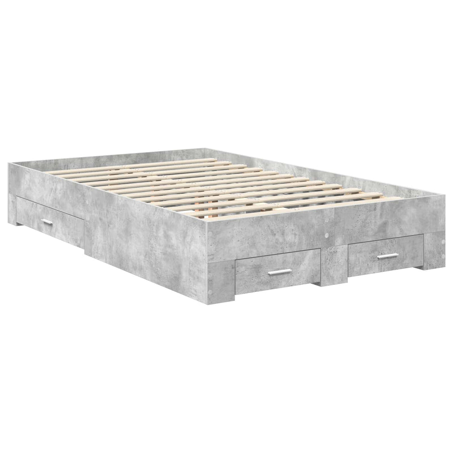 Bedframe met lade Beton Grijs 120 x 190 cm Bewerkt hout