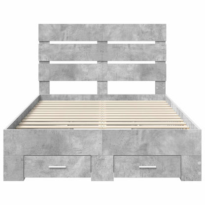 Bedframe met lade Beton Grijs 120 x 190 cm Bewerkt hout