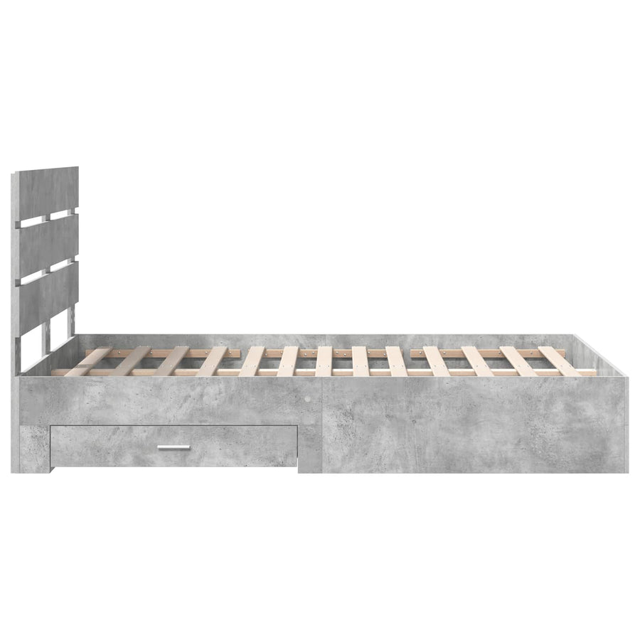Bedframe met lade Beton Grijs 120 x 190 cm Bewerkt hout