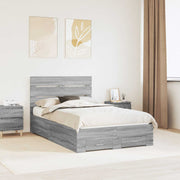 Bedframe met lade 120x190 cm grijs bewerkt hout