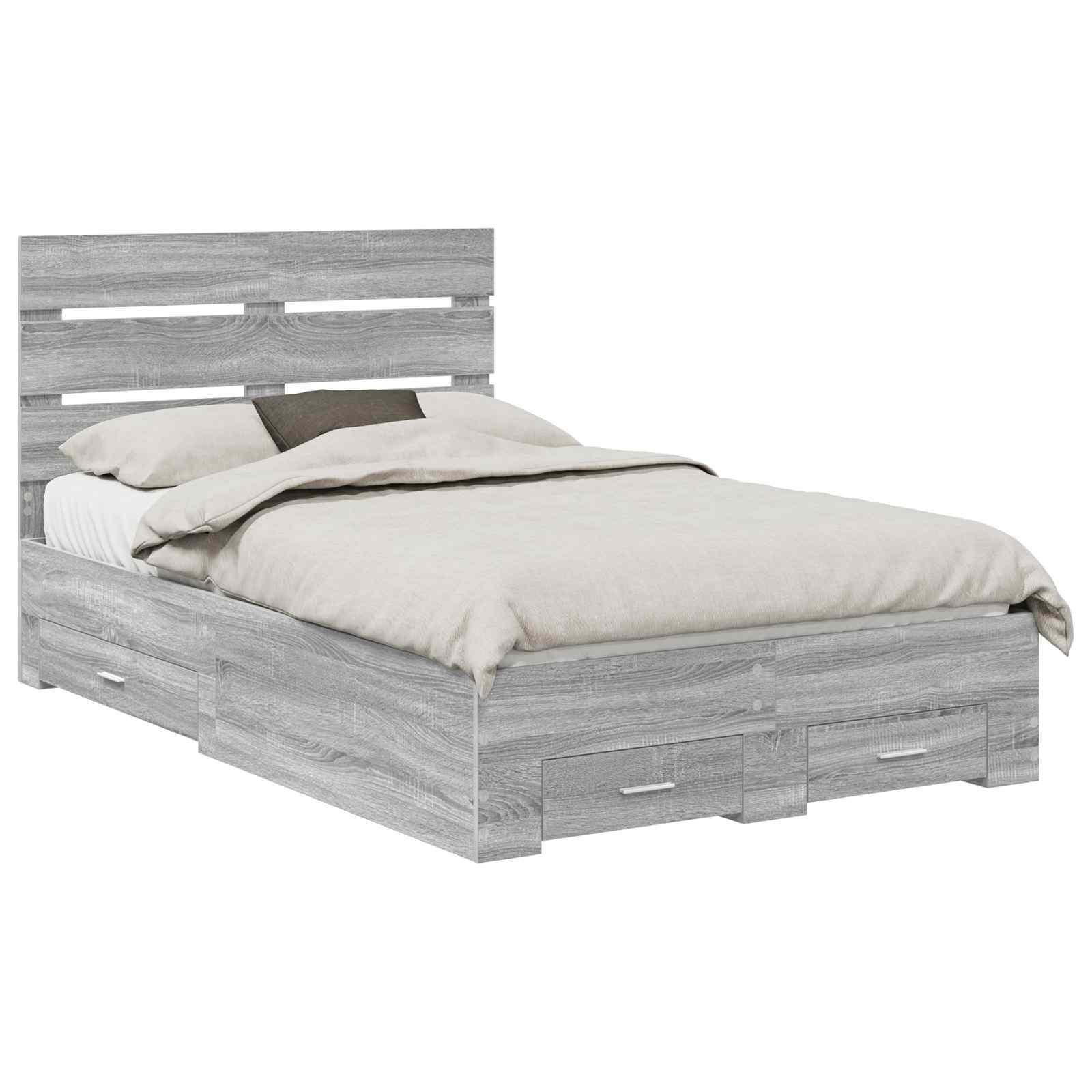 Bedframe met lade Grijs Sonoma 120 x 190 cm Bewerkt hout