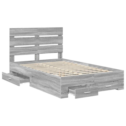 Bedframe met lade Grijs Sonoma 120 x 190 cm Bewerkt hout