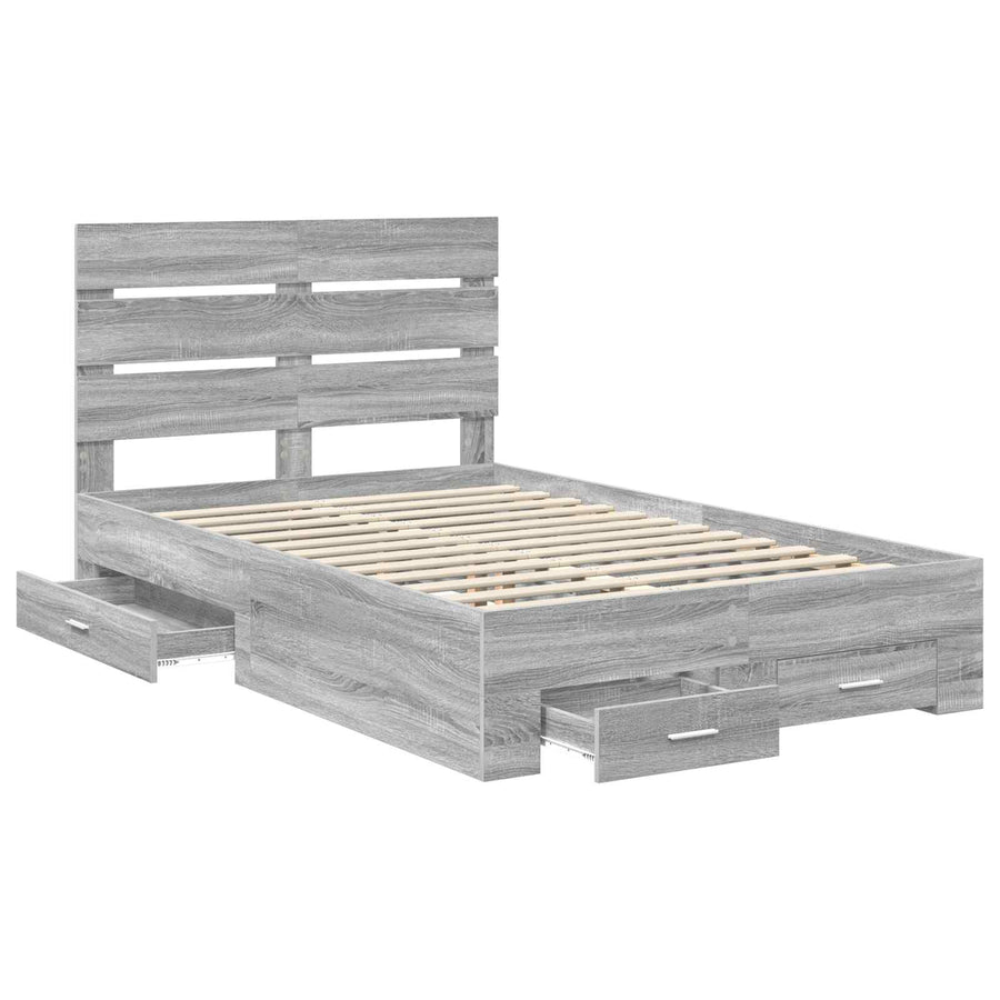 Bedframe met lade Grijs Sonoma 120 x 190 cm Bewerkt hout