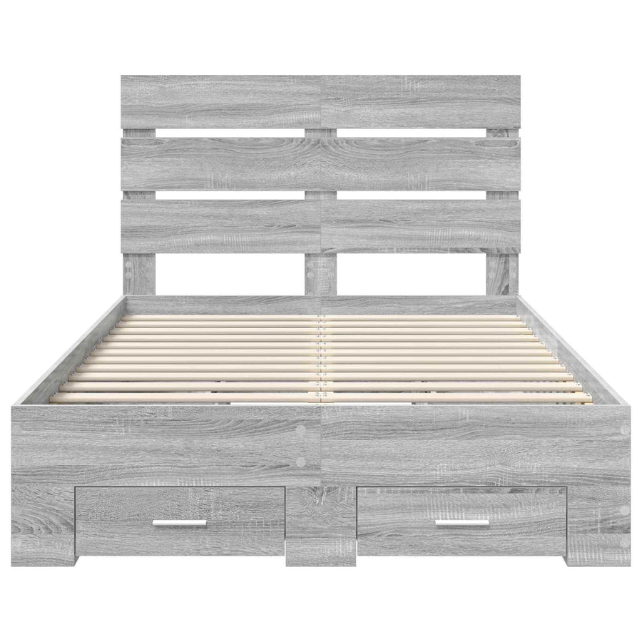 Bedframe met lade Grijs Sonoma 120 x 190 cm Bewerkt hout
