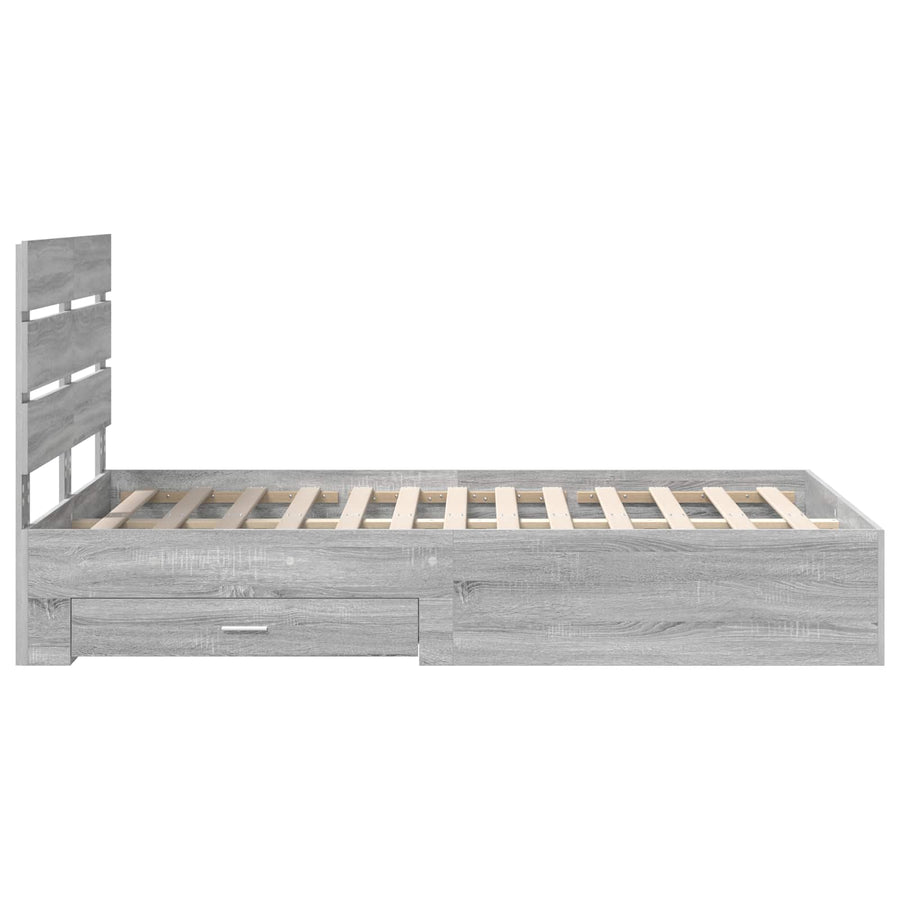 Bedframe met lade Grijs Sonoma 120 x 190 cm Bewerkt hout