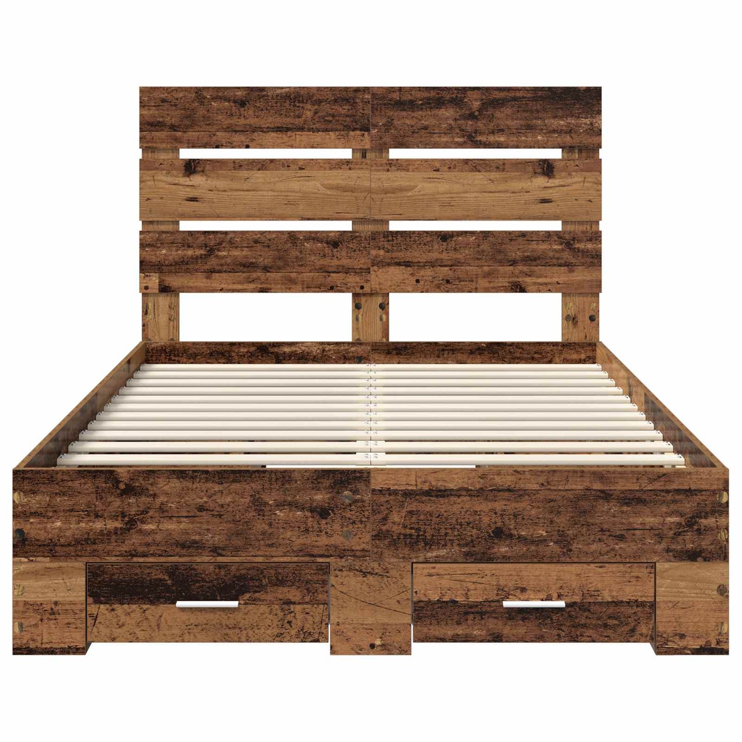 Bedframe met lade met opslag Oudhout 120 x 190 cm Bewerkt hout