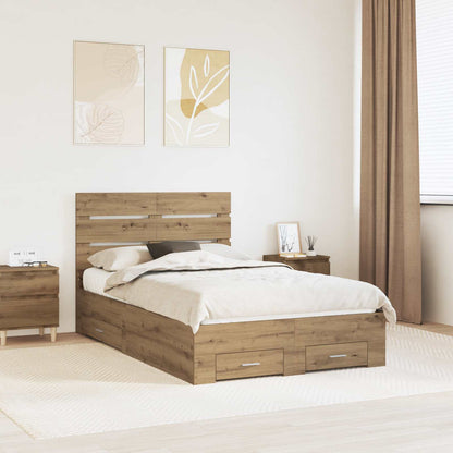 Bedframe met lade Artisan Eiken 120 x 190 cm Bewerkt hout
