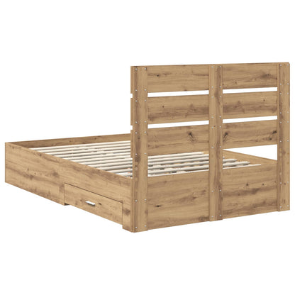 Bedframe met lade Artisan Eiken 120 x 190 cm Bewerkt hout