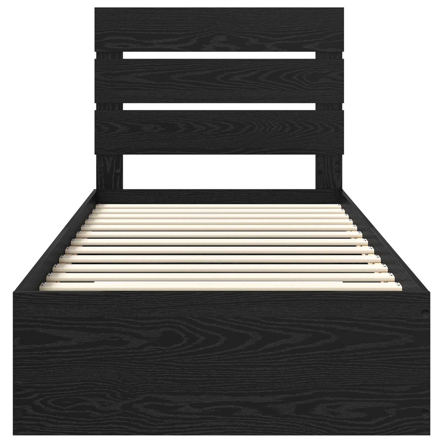 Bedframe met lade Zwart Eiken 100 x 200 cm Bewerkt hout