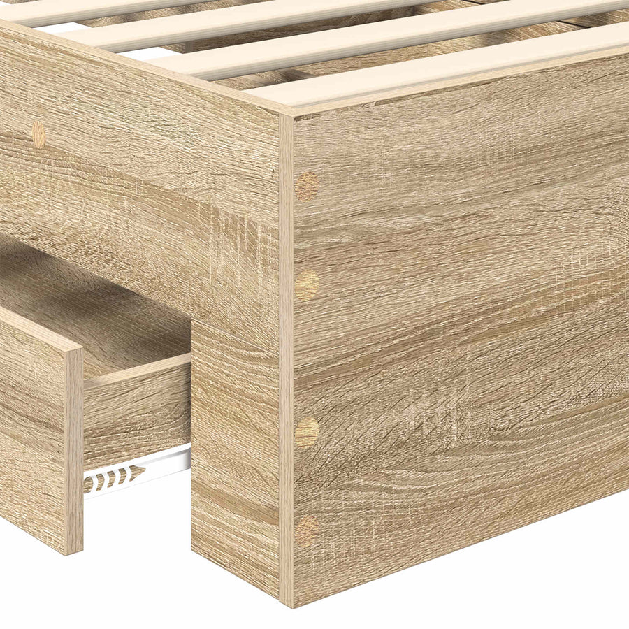 Bedframe met lade Sonoma Eiken 100 x 200 cm Bewerkt hout