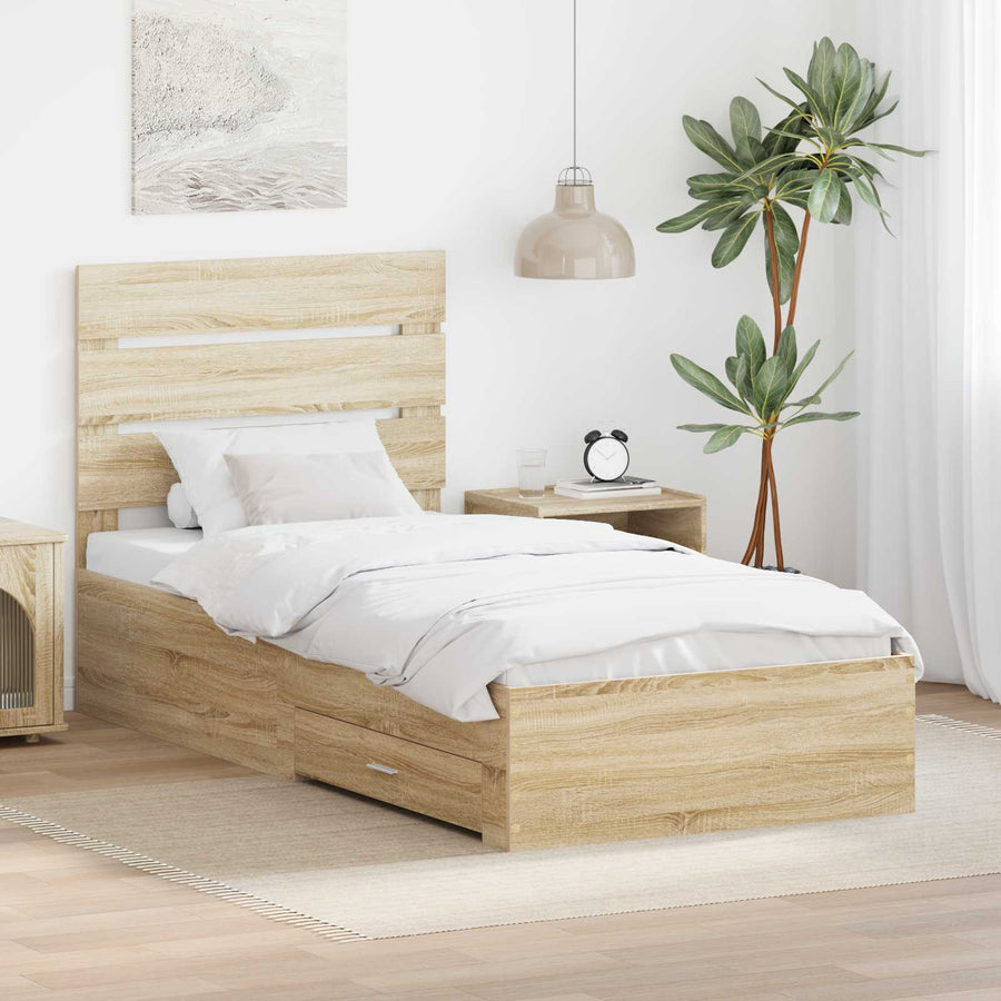 Bedframe met lade Sonoma Eiken 100 x 200 cm Bewerkt hout
