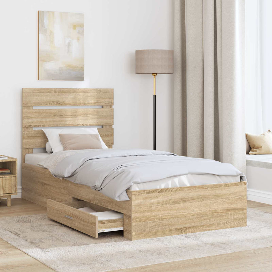 Bedframe met lade Sonoma Eiken 100 x 200 cm Bewerkt hout
