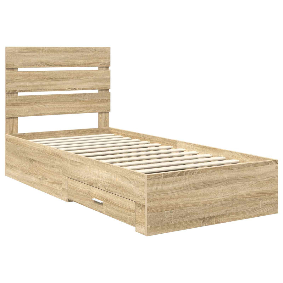 Bedframe met lade Sonoma Eiken 100 x 200 cm Bewerkt hout