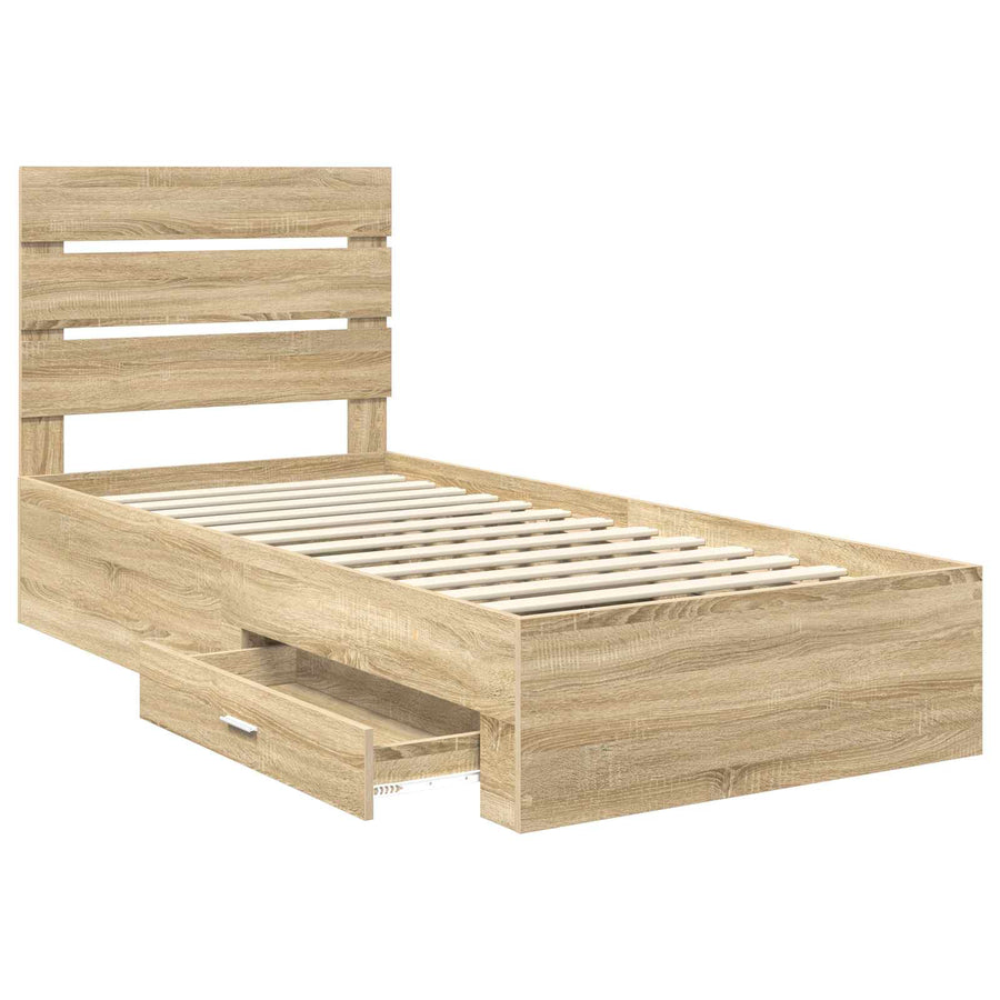Bedframe met lade Sonoma Eiken 100 x 200 cm Bewerkt hout